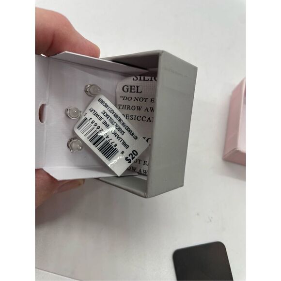 Brilliance Fine Girl's Sterling Silver Crystal Pierced Earring Set New Gift Idea - Picture 2 of 5